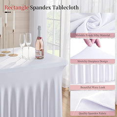 Lofaris White Premium Spandex Rectangle Party Table Skirt