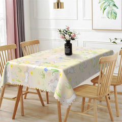 Lofaris White Rabit Rectangle Tablecloth Indoor And Outdoor