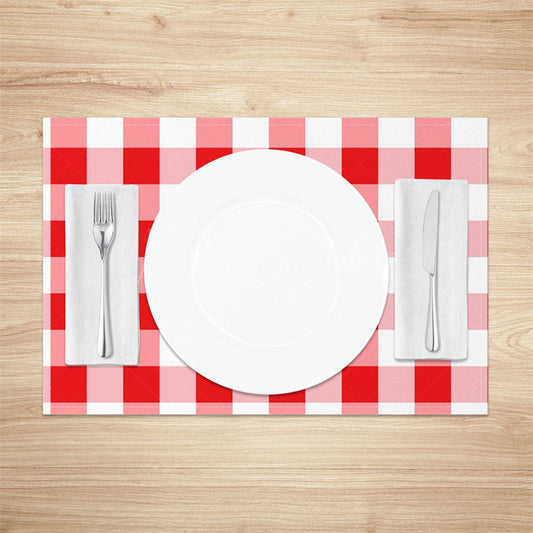 Lofaris White Red Checkered Modern Dinig Set Of 4 Placemats