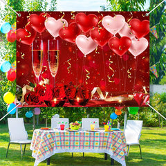 Lofaris White Red Heart Baloon Rose Champagne Bokeh Backdrop