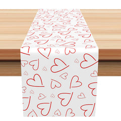 Lofaris White Red Hearts Repeat Valentines Day Table Runner