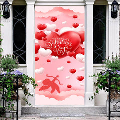 Lofaris White Red Hearts Sky Angel Valentines Day Door Cover