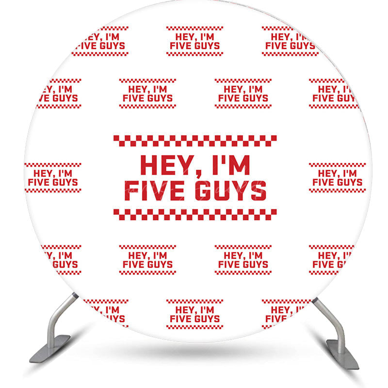 Lofaris White Red Im Five Guys 5th Birthday Round Backdrop