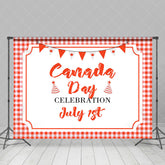 Lofaris White Red Plaid Flag Celebration Canada Day Backdrop