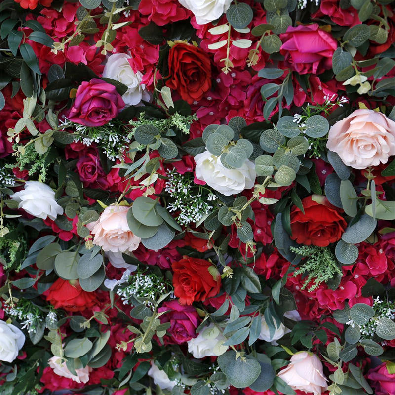 Lofaris White Red Rose Artificial Flower Wall Decor Backdrop
