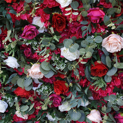 Lofaris White Red Rose Artificial Flower Wall Decor Backdrop