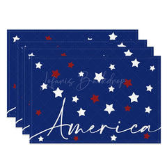 Lofaris White Red Star Blue American Set Of 4 Placemats