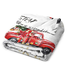 Lofaris White Red Truck Snowflake Custom Christmas Blanket