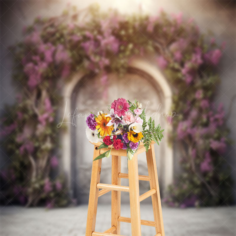 Lofaris White Retro Wall Floral Vine Spring Photo Backdrop