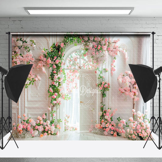 Lofaris White Retro Wall Greenery Floral Wedding Backdrop