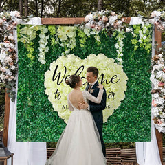Lofaris White Rose And Green Leaves Wedding Decoration Backdrop