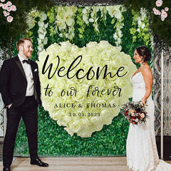 Lofaris White Rose And Green Leaves Wedding Decoration Backdrop