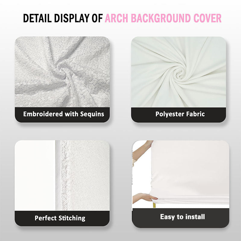 Lofaris White Sequin Fitted Arch Backdrop Cover for Wedding Decor