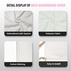 Lofaris White Sequin Fitted Arch Backdrop Cover for Wedding Decor