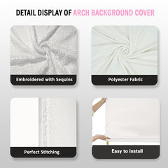 Lofaris White Sequin Fitted Arch Backdrop Cover for Wedding Decor