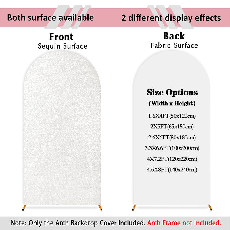 Lofaris White Sequin Fitted Arch Backdrop Cover for Wedding Decor