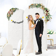 Lofaris White Sequin Fitted Arch Backdrop Cover for Wedding Decor