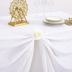 Lofaris White Sequin Glitter Rectangle Banquet Tablecloth