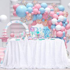 Lofaris White Sequin Glitter Rectangle Banquet Tablecloth
