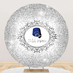 Lofaris White Silver Blue Hat Petit Prince Round Backdrop