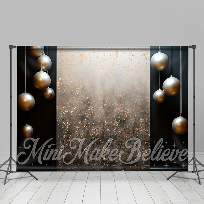 Lofaris White Silver Christmas Bauble Retro Wall Backdrop