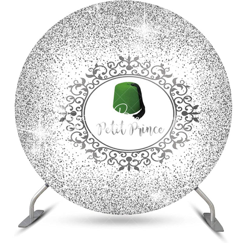 Lofaris White Silver Green Hat Petit Prince Round Backdrop