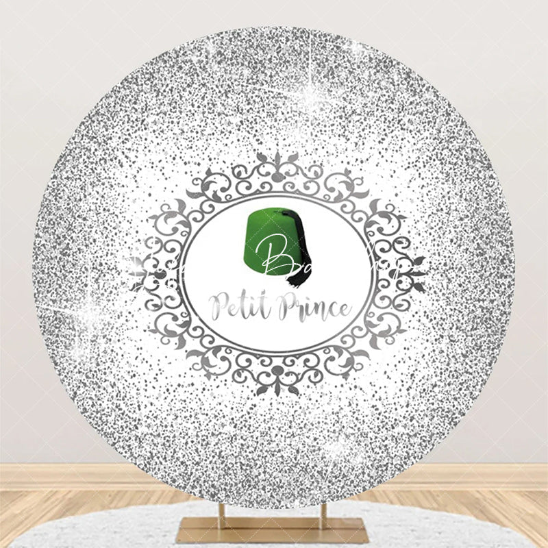 Lofaris White Silver Green Hat Petit Prince Round Backdrop