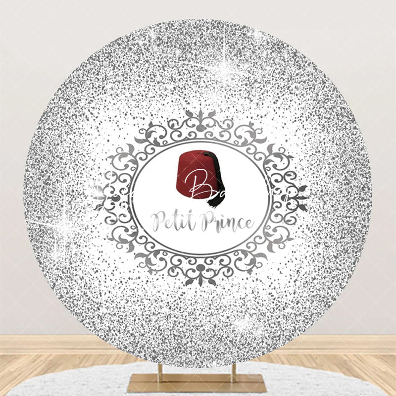 Lofaris White Silver Red Hat Petit Prince Round Backdrop