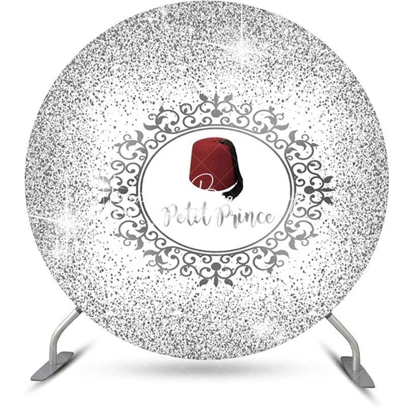 Lofaris White Silver Red Hat Petit Prince Round Backdrop
