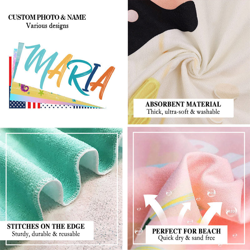 Lofaris White Simple Custom Name Beach Towel as Gifts