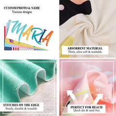 Lofaris White Simple Custom Name Beach Towel as Gifts