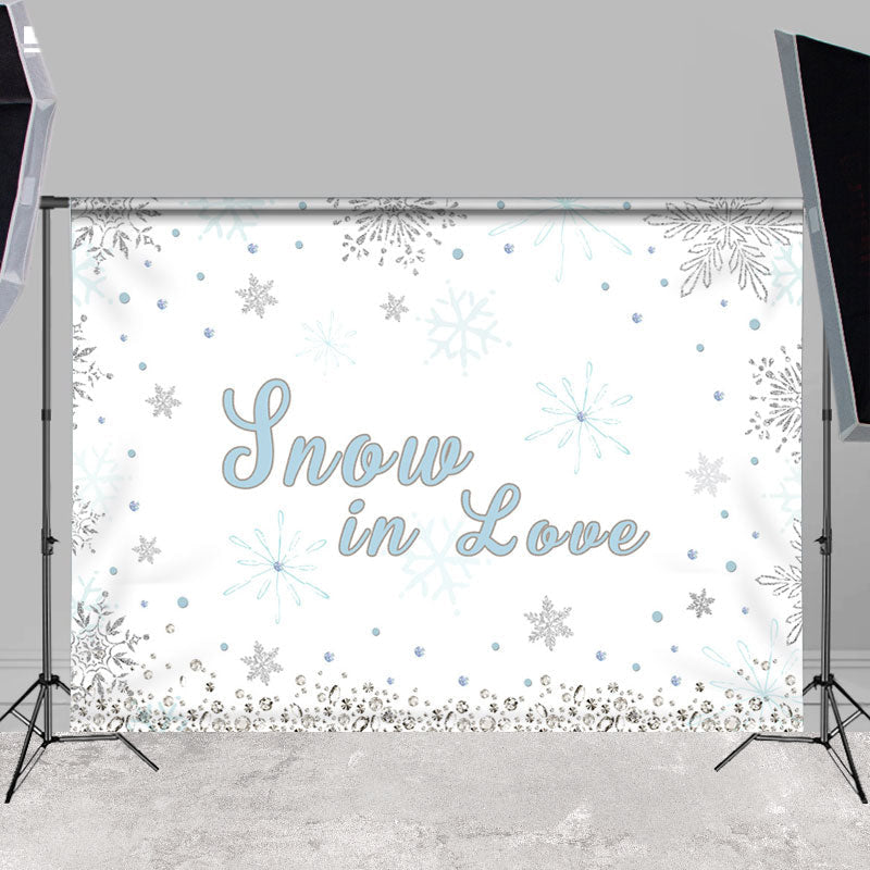 Lofaris White Snow In Love Glitter Snowflake Wedding Backdrop