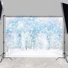 Lofaris White Snowy Forest Winter Scenery Photo Backdrops