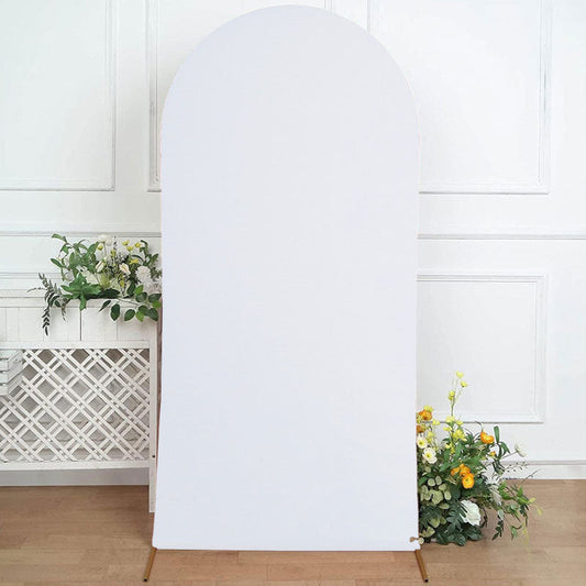 Lofaris White Spandex Fit Round Top Backdrop Wedding Arch Cover