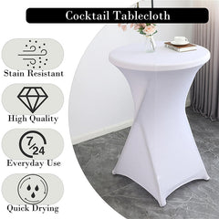 Lofaris White Spandex Stretch Cocktail Banquet Tablecloths