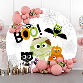 Lofaris White Spider Wab Halloween Round Birthday Backdrop