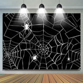 Lofaris White Spiders Webs Black Halloween Theme Backdrop