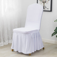 Lofaris White Stretch Spandex Banquet Chair Skirt Cover