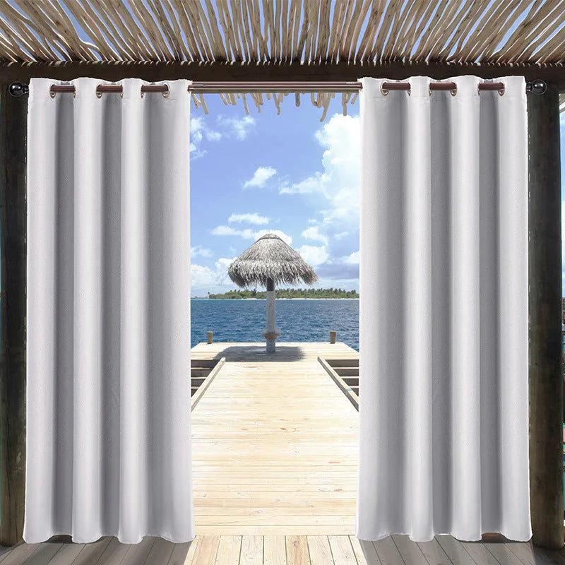 Lofaris Sun Blocking Privacy Waterproof Grommet Top Outdoor Curtains for Front Porch