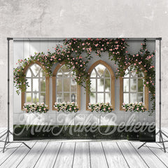 Lofaris White Tile Window Spring Floral Backdrop For Photo