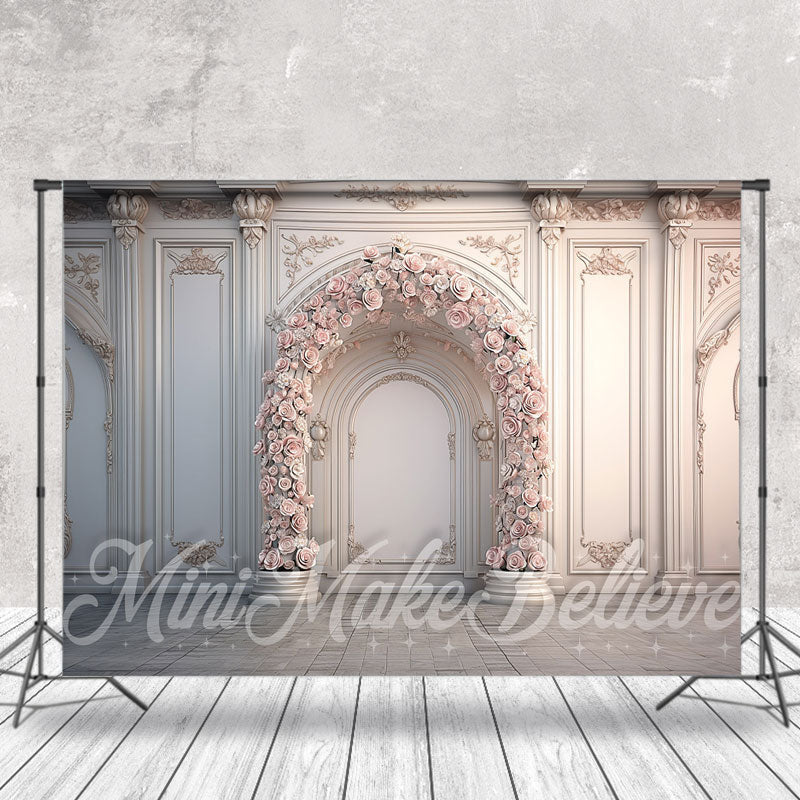 Lofaris White Triumphal Arch Pink Floral Wedding Backdrop