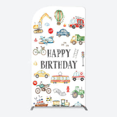 Lofaris White Various Transportation Birthday Arch Backdrop