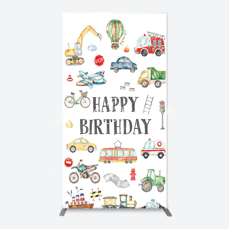 Lofaris White Various Transportation Birthday Arch Backdrop