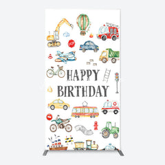 Lofaris White Various Transportation Birthday Arch Backdrop