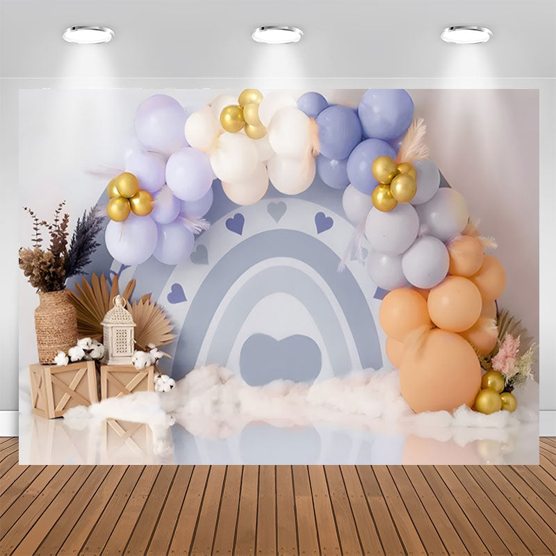 Lofaris White Wall Colourful Balloon 1st Birthday Backdrop