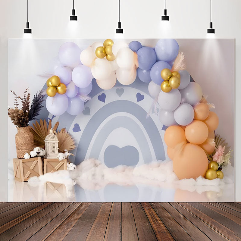 Lofaris White Wall Colourful Balloon 1st Birthday Backdrop
