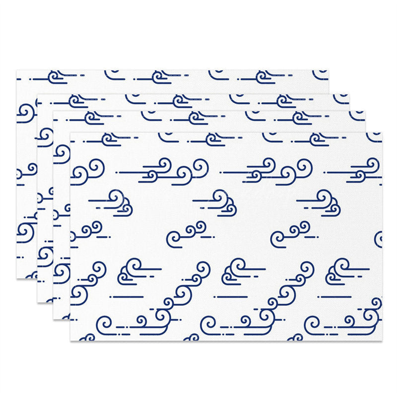 Lofaris White Wavy Lines Set Of 4 Placemats For Table