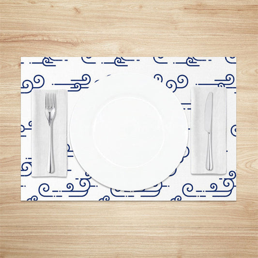 Lofaris White Wavy Lines Set Of 4 Placemats For Table