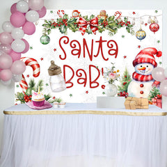 Lofaris White Winter Christmas Snowman Santa Baby Backdrop