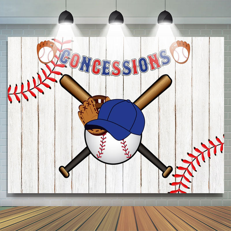 Lofaris White Wood Baseball Cap Hat Bat Birthday Backdrop